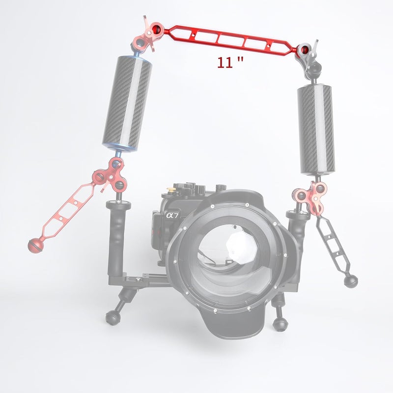 LetonPower Red 11" Double Ball Aluminum Alloy Extension Arm, 1" Ball Head Connector Underwater Arm for Strobe/Video Light/Diving Camera Tray, Waterproof and Rustproof (2pack) - Image 5